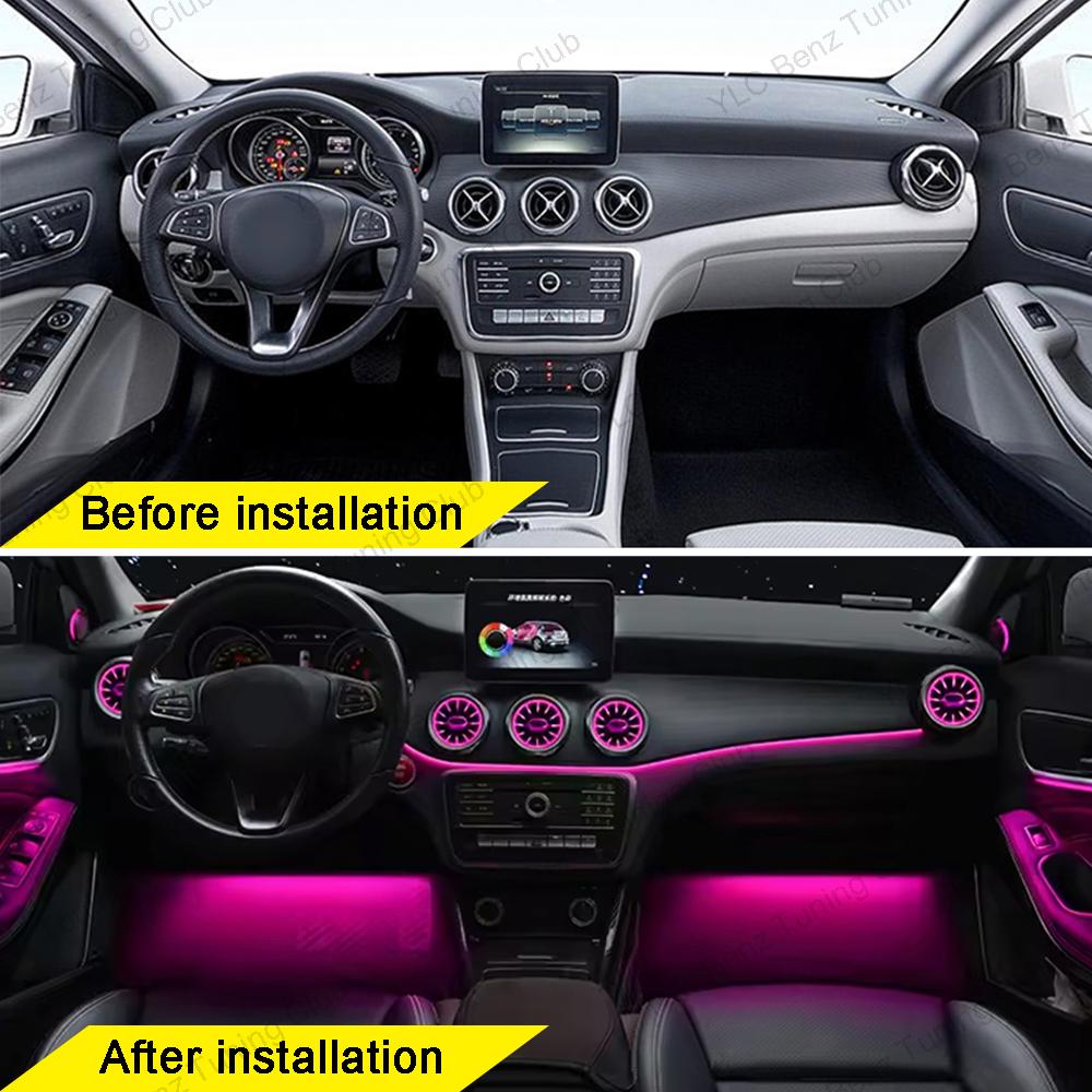For Mercedes-Benz A CLA GLA W176 W117 W156 Ambient Light Kit Turbine Air Vent 64 Colors Light