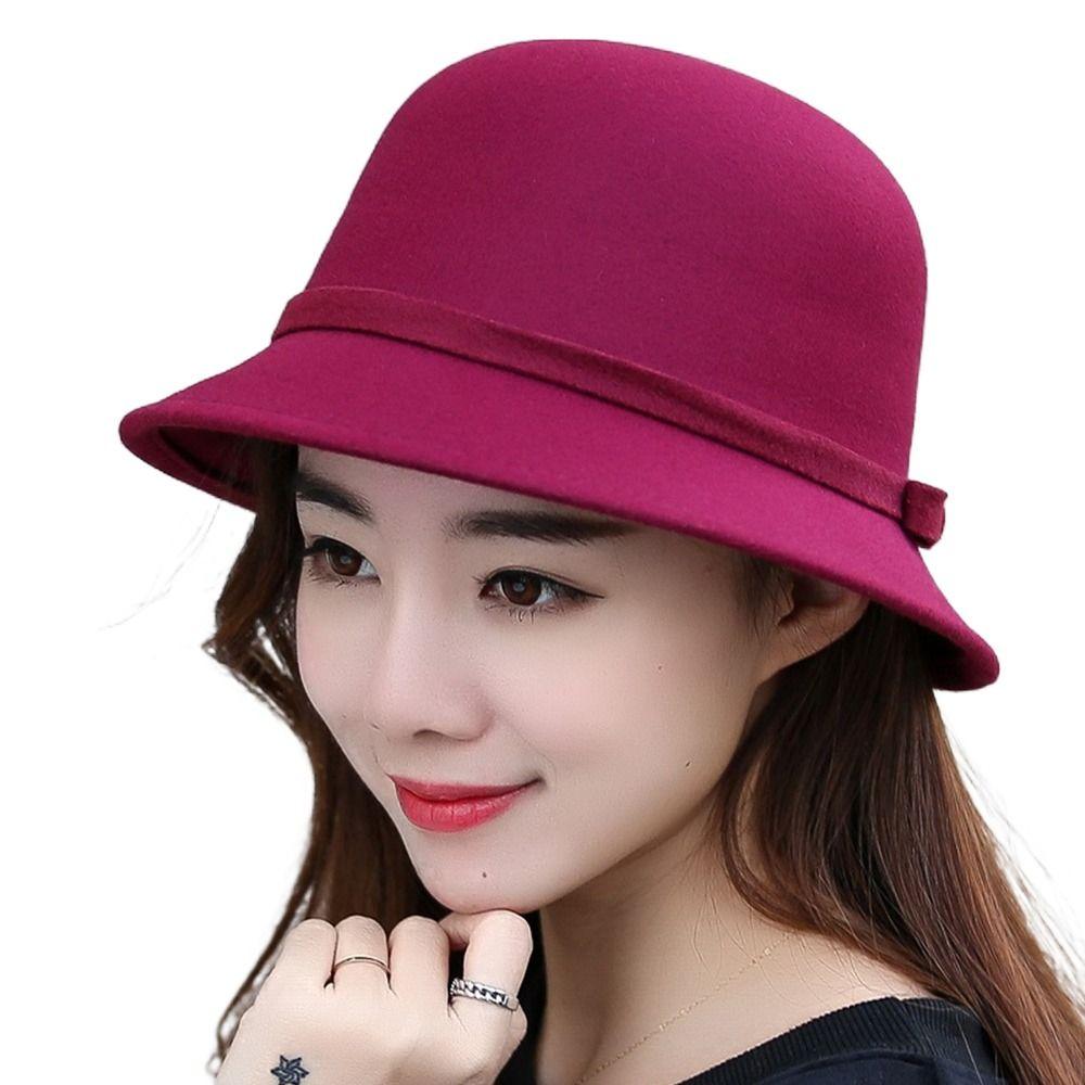 Cap Brim Bowler Fedora Hats Women Vintage Retro Hat Autumn Winter Warm Hat Wool Felt Bucket Cap Church Bowler Cloche Hats