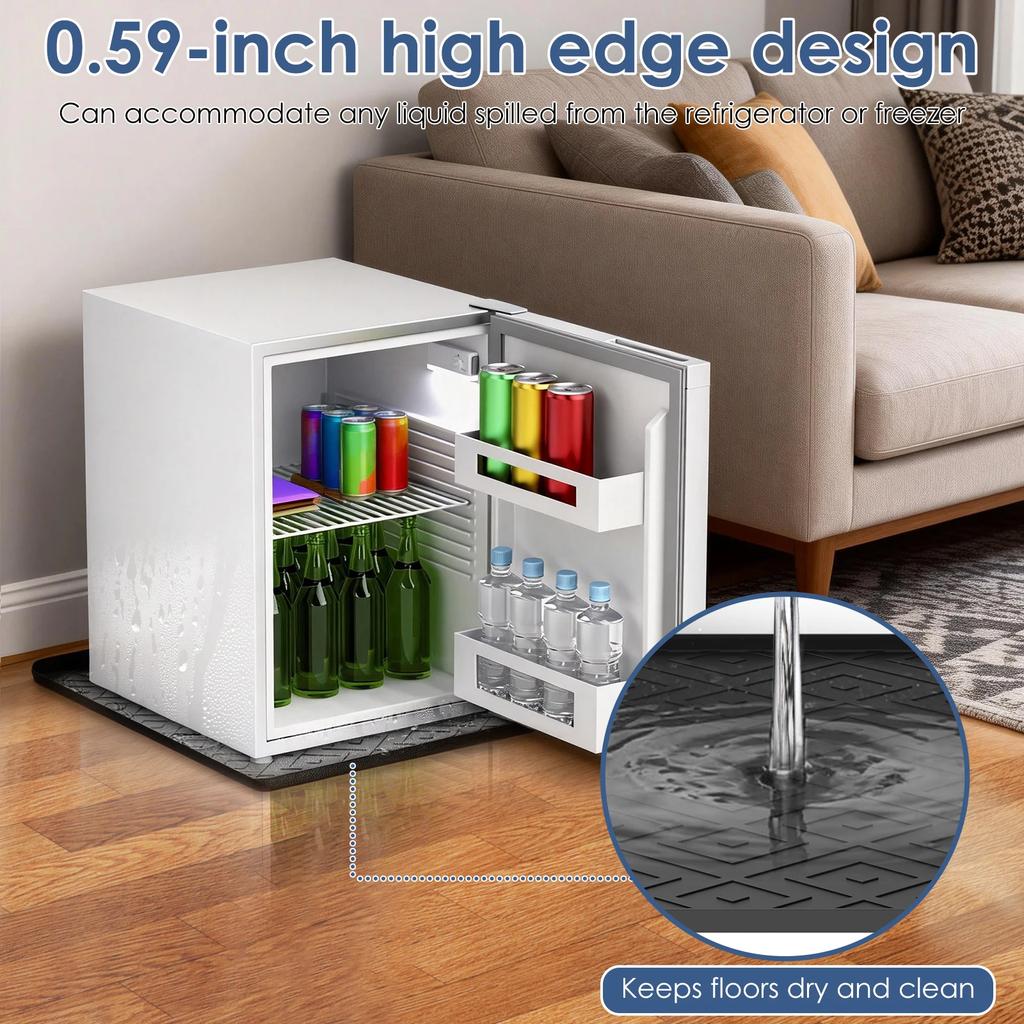 50x50CM Silikonová podložka do lednice Protiskluzová odkapávací mísa Zvýšené okraje Ochrana podlahy proti poškrábání Pro lednici Pračku