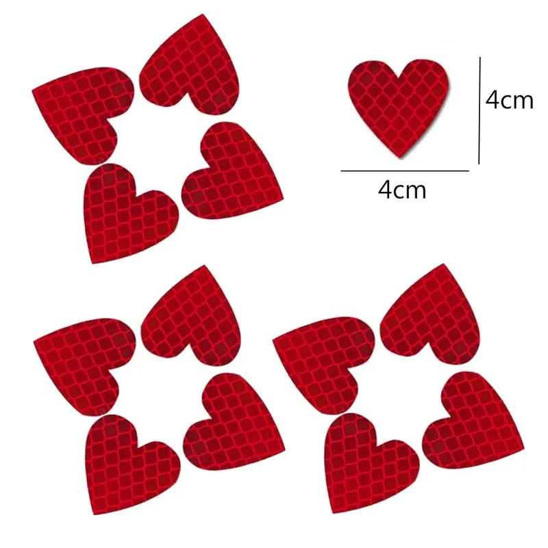 12pcs Car Bumper Night Anti-Collision Safety Strip Warning Stickers Motorcycle Bike Heart Shape Reflective Decoration Stickers