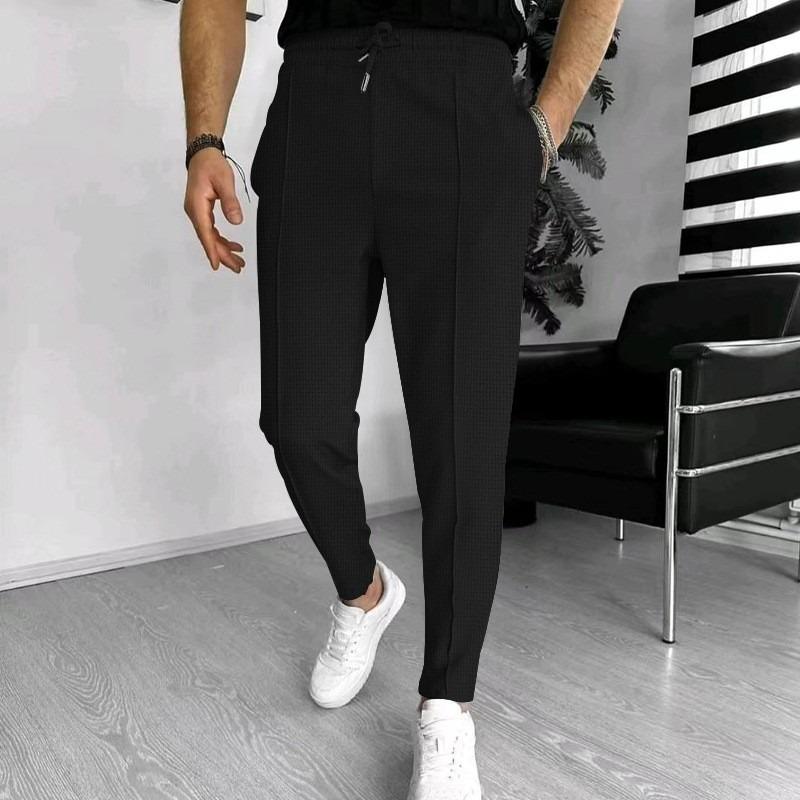 

Men s Waffle Casual Sports Solid Color Pants S белый