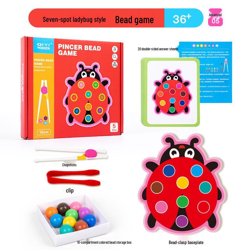 Wooden Educational Toys for Young Children: Early Learning, Parent-Child Interaction, Fruit, Color & Shape Recognition, Bead Threading
