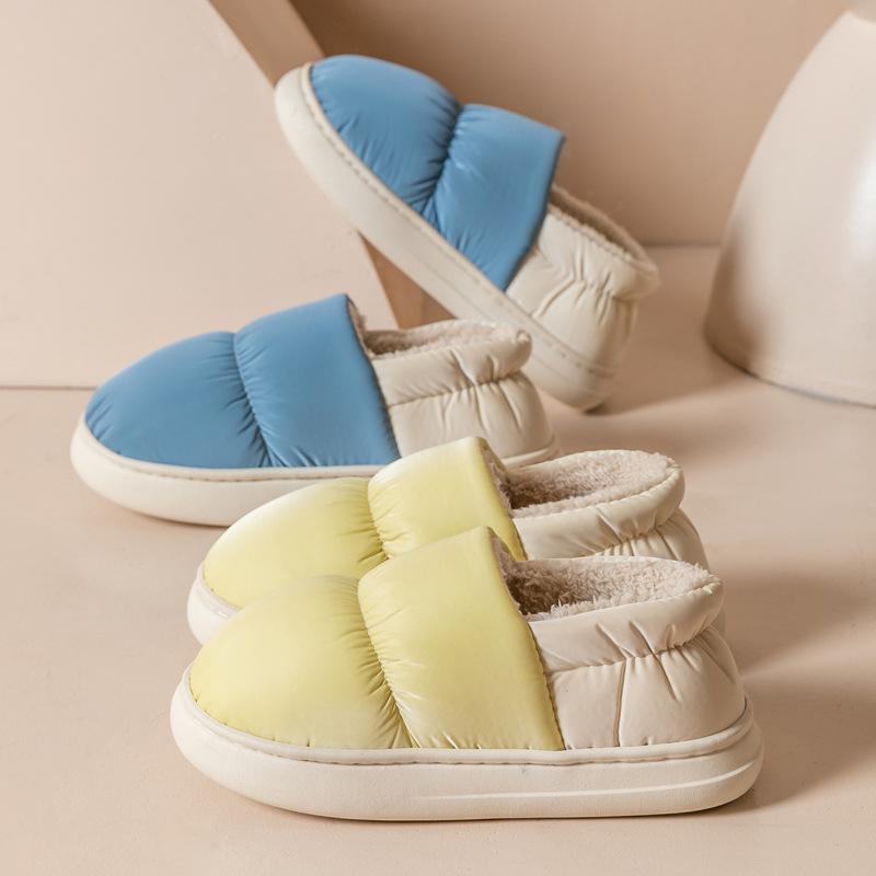Cotton Slippers Down Couple Autumn and Winter Bag Heel Cotton Slippers Indoor Cotton Shoes Home Use Thickened Warm