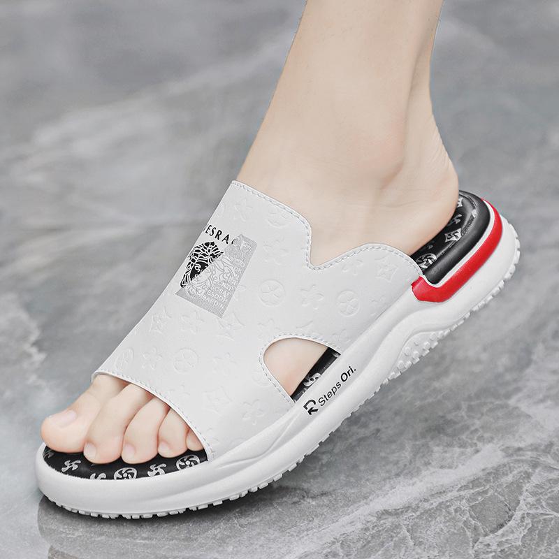 Chinese style trend men's summer one-word drag bathroom non-slip leisure travel non-slip out moisture slippers