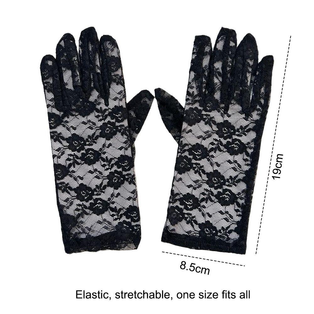 Elegant Short Sunscreen Gloves Thin Hollow-Out Mittens Fashion Party Gloves  For Women Female