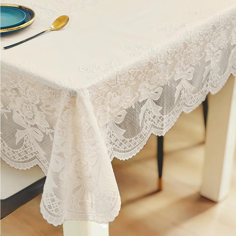 White Transparent Sagging PVC Rectangle Table Mat Plastic Thin Soft Glass Tablecloth Waterproof Table Protection LaceTable Cloth