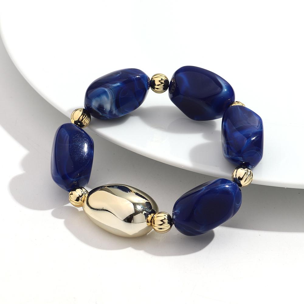 Boho Resin Irregular Beaded Bracelet for Women Men New Trendy Multicolor Acrylic Geometric Strechy Bracelets Jewelry Gifts