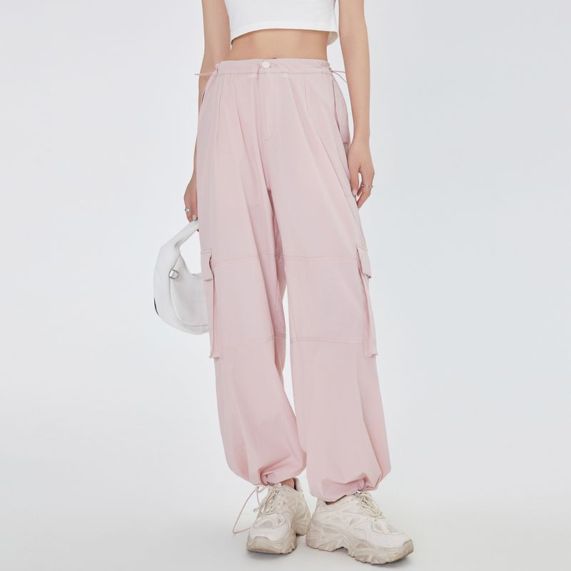 

Розовые модные тонкие повседневные рабочие брюки с высокой посадкой и быстрой сушкой Pink S