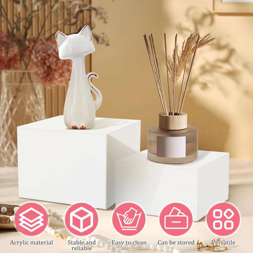 4 szt. Akrylowy Stojak Ekspozycyjny w Kształcie Kostki Podwyższenia Bufetowe na Jedzenie Półka Ekspozycyjna Stołowa do Cateringu Deserów Kolekcjonerskich Biżuterii Figurek