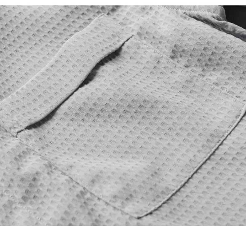 Spring and Summer Solid Color Long Sleeve Men Shirt Pocket Casual Shirt Turn-down Collar Waffle Textured Shirt Simple Style Men Clothing