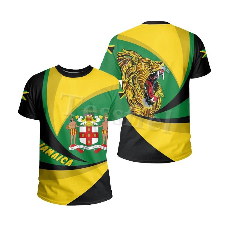 Tessffel Jamaica Lion Emblem Zomer Nieuwe Mode 3D Print Tops Tee T-shirt Mannen Vrouwen Korte Mouw T-shirt Streetwear Stijl-4