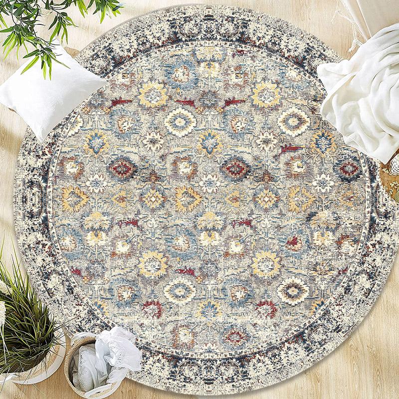 

Ethnic Style Round Carpet Retro Living Room Rug Home Room Decoration For Bedroom Floor Mat Washable Non-slip Carpet 120cm 80cm 80x80cm