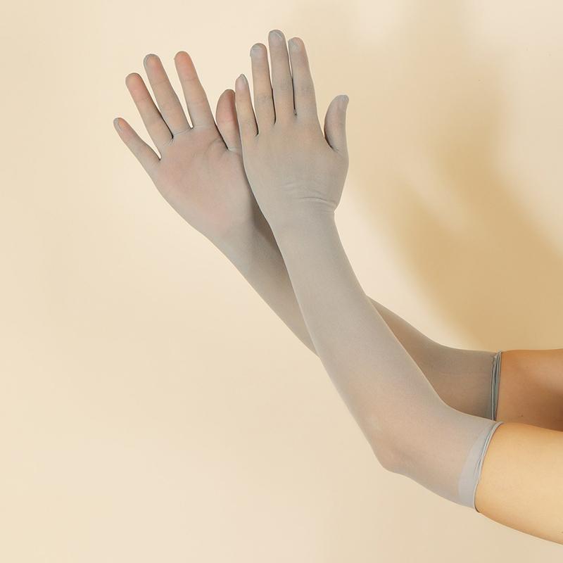 Sexy Damen Nahtlos Ultra-Dünn Spitze Strümpfe Handschuhe Party Cosplay Lang Hohe Elastizität Schwarz Eng Fünf-Finger Arm One Size beige