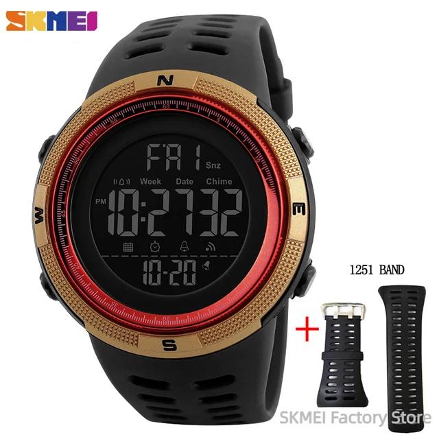 SKMEI 1251 Sports Digital Watch for Men Waterproof Military Electronic Student Mens Wristwatches Alarm Clock 1560 Reloj Hombre