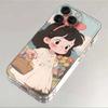 Flower Picking Girl Applies To Apple 16PROMAX Mobile Phone Case iPhone15 Transparent 14 Creative 13 Soft Case 12 Cute