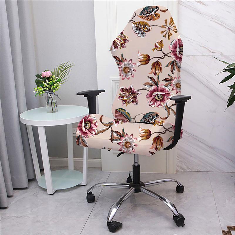 Elastic Printed Armchair Cover Universal Computer Game Chair Seat Cover Home Office Backrest Armrest Swivel Chair Slippers