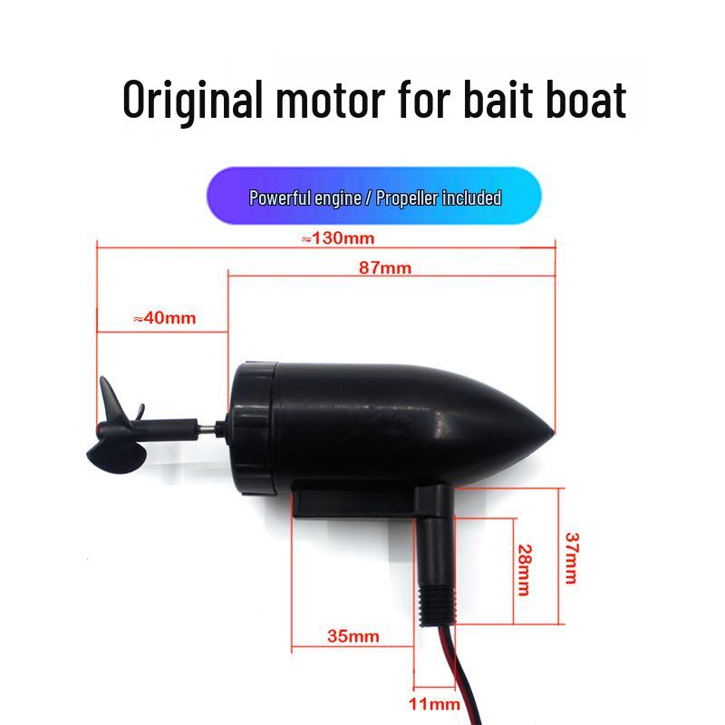Bait Boat Accessories: Battery, Remote Control, USB Charger, Boat Bag, Antenna, Motor, Propeller, Motherboard.