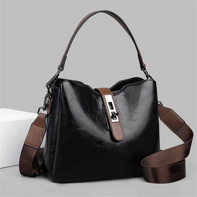 Módní kbelíková taška dámská ležérní a jednoduchá kabelka velkokapacitní dámská hovězí kůže módní crossbody tote taška