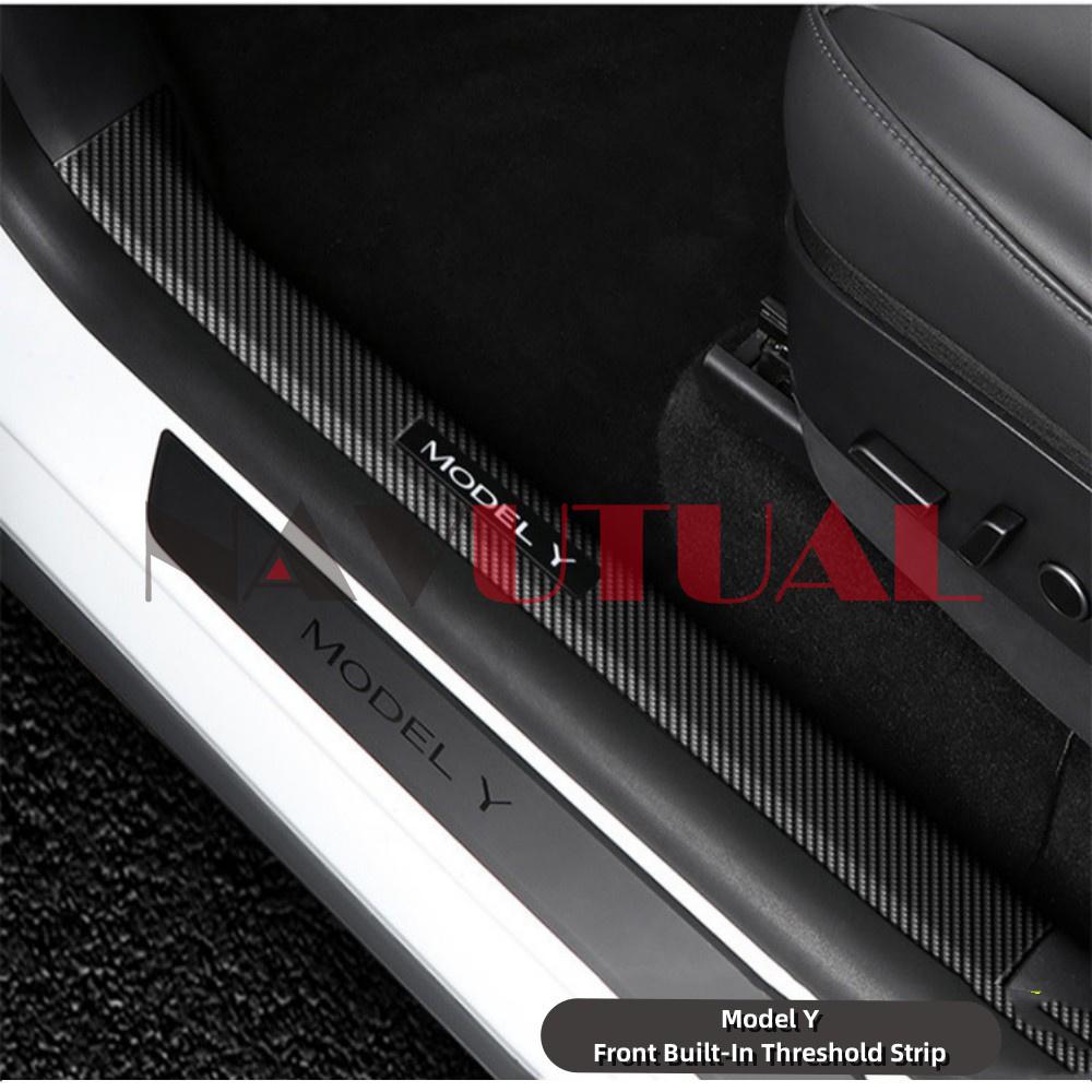 

Для Tesla Model 3 Y пороговые полосы передние и задние приветственные педали Угловые протекторы сиденья Углеродное волокно модифицировано