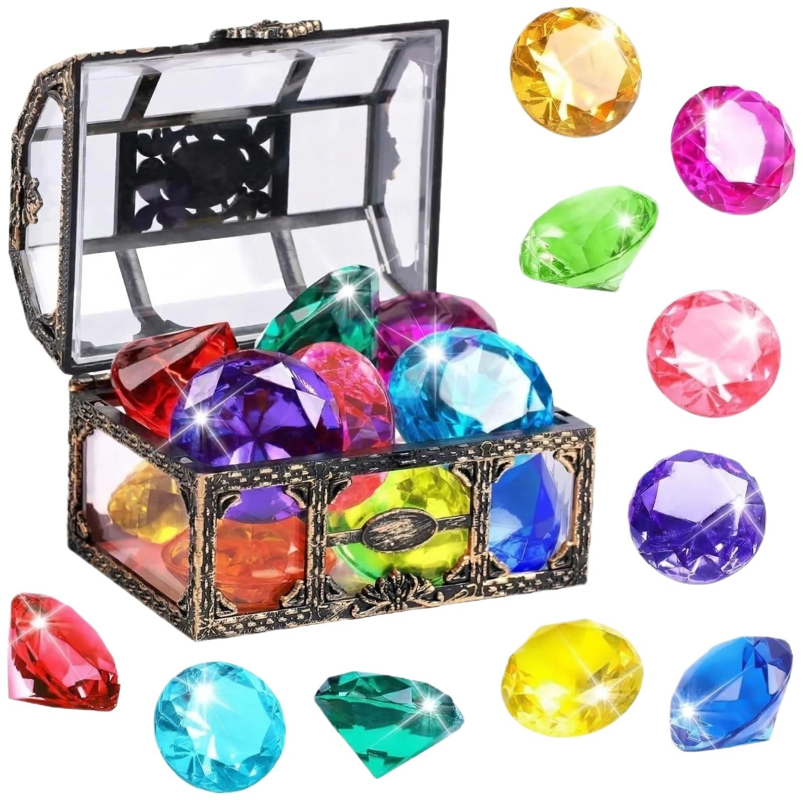 Children s Diving Acrylic Simulation Diamond Treasure Chest Swimming Pool Underwater Treasure Set