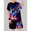 Boys' Fashionable 3D Printed Casual Pullover, Short Sleeved Shorts Shorts Set, Boys' Outdoor T-shirt and Shorts Set Outdoor