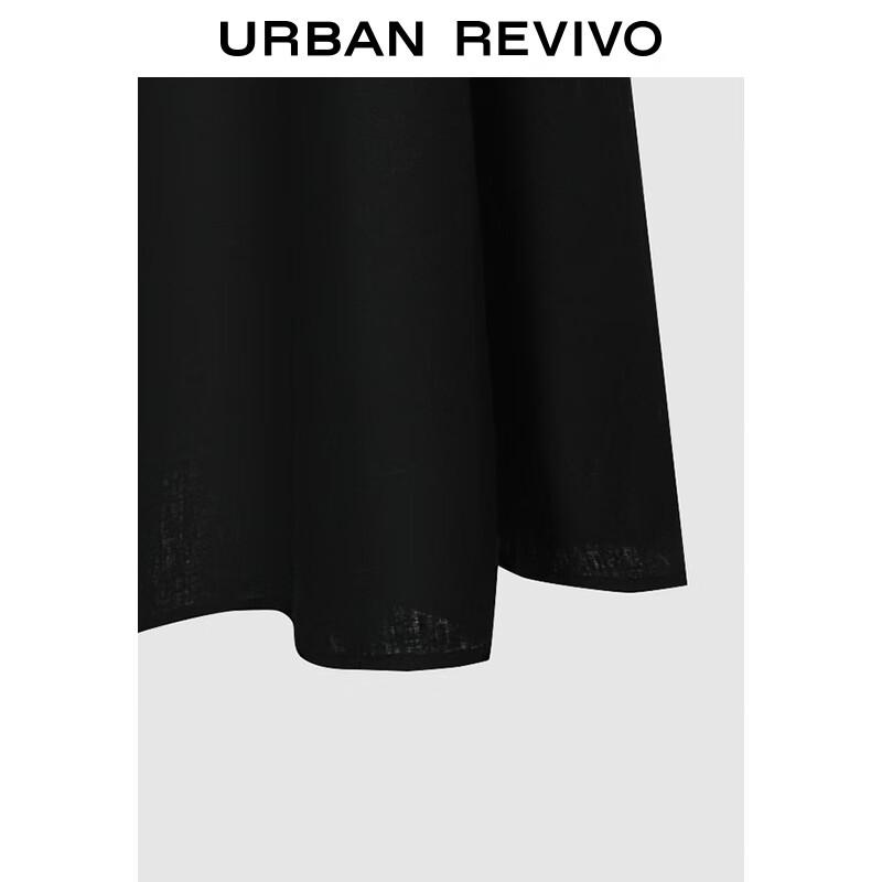 UR 2025 Autumn French Tie-Strap A-Line Little Black Dress