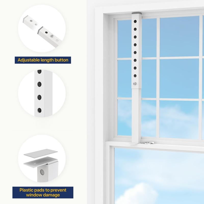 B03B-Justerbar AC-fönsterlåsstång, Små fönstersäkerhetsstänger för barnsäkerhet, Fönsterstoppare för vertikal glidning