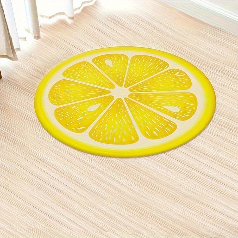 Fresh Lemon Slice Round Rug - Soft Non-Slip Machine Washable Floor Mat for Bedroom, Living Room and Dorm Decor