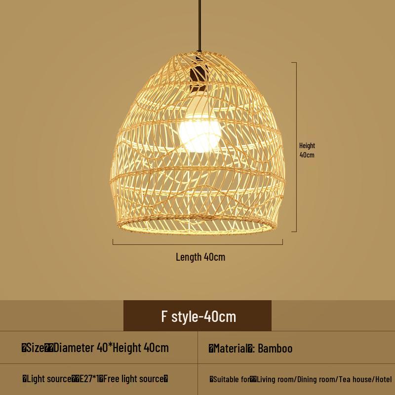 Bamboo Woven Pendant Light - Japanese Lantern for Dining, Restaurant, or Tea Room. Rattan Straw Hat Lampshade with New Chinese Art Design.