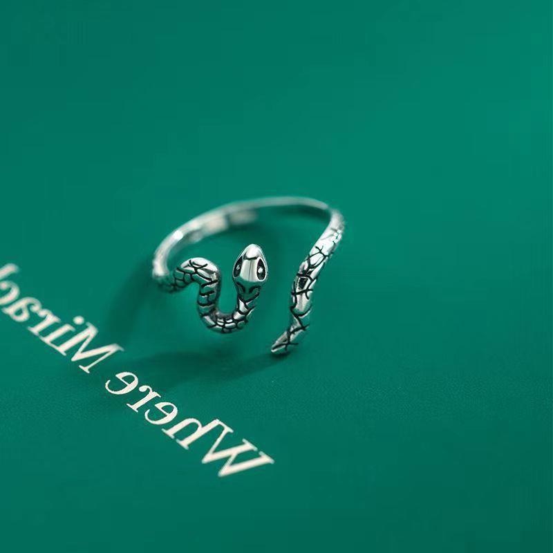 Forest Style Retro Old Snake Shape Irregular Ring Temperament Simple Geometric Ring Adjustable