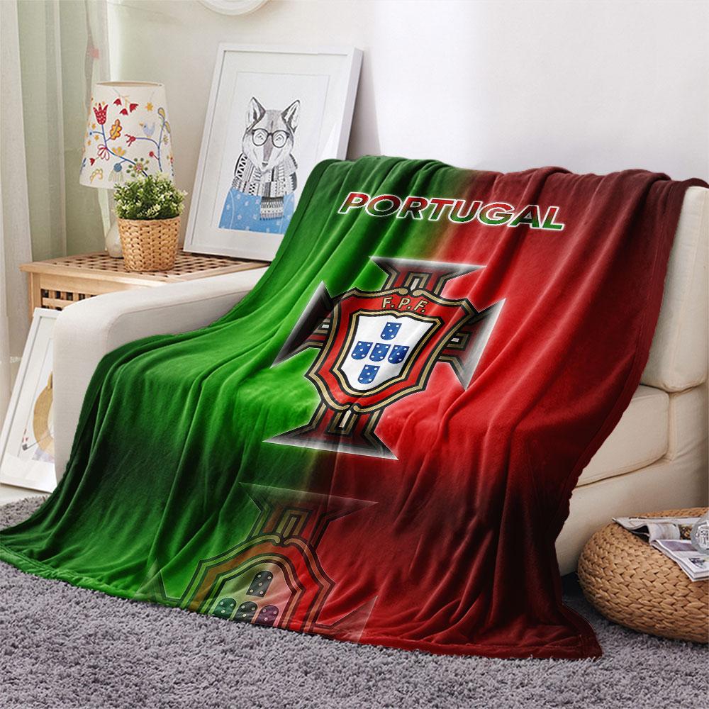 1PC Portugal National Football Team Patterned Flannel Blanket Suitable For All Seasons for Home Decor Warmth and Comfort Gifts Holiday Present