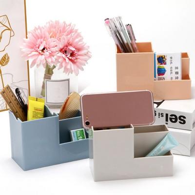 Multifunktionaler Desktop-Stifthalter für Schreibwaren, Make-up-Tools, Organizer, einfarbige Kunststoffbox, Schreibtisch, Handyhalter, Büro, Schulbedarf