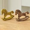 Hand-painted Wood Rocking Horse Figurine Vintage Miniature Rocking Horse Statue Home Office Living Room Desktop Decoration Ornament
