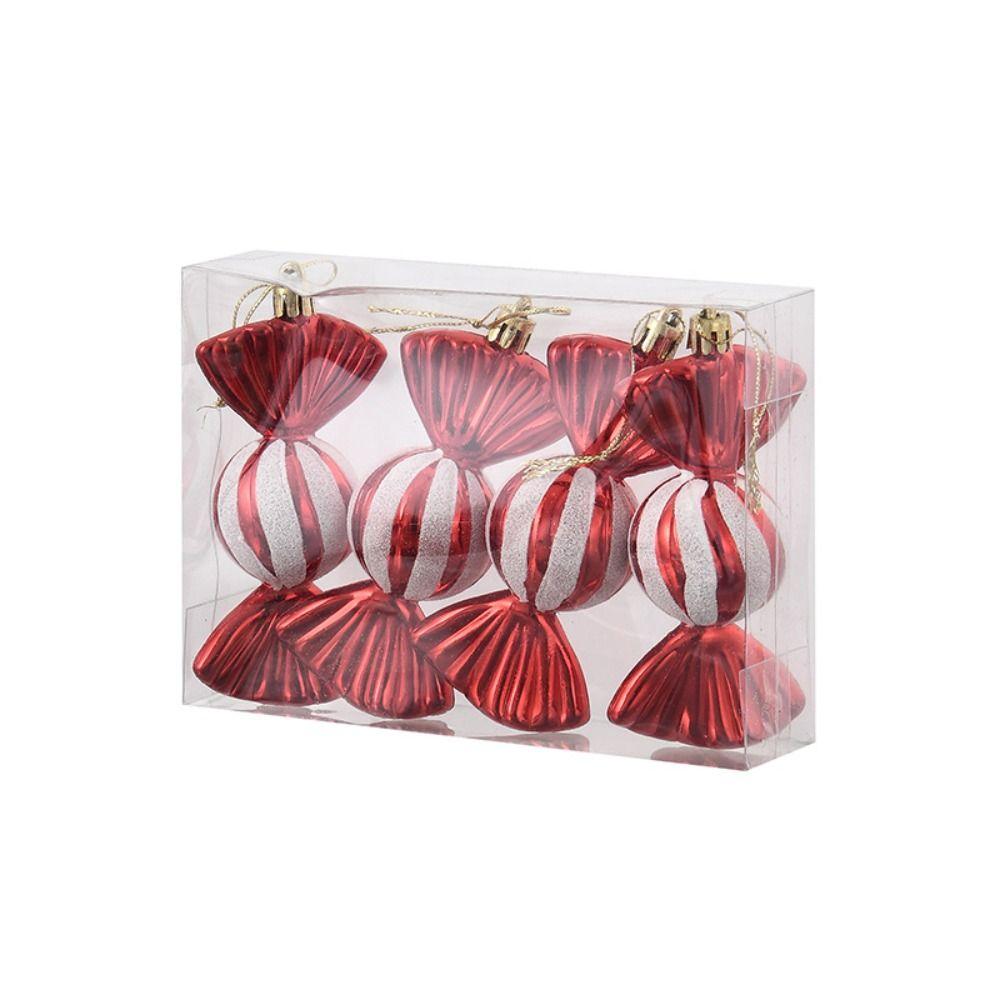 4 Pcs/box Christmas Candy Pendants Christmas Tree Decorations Window Counter Decorations Colorful Candy