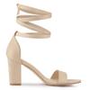 Allegra K Women's Beige Faux Suede Chunky Heel Lace-Up Sandals, Size 25.5cm