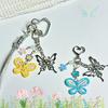 Hand Painted Butterfly Beaded Keychain For Bag Charm Spring Theme Double Tone Sparkling Jewelry Phone Accessory