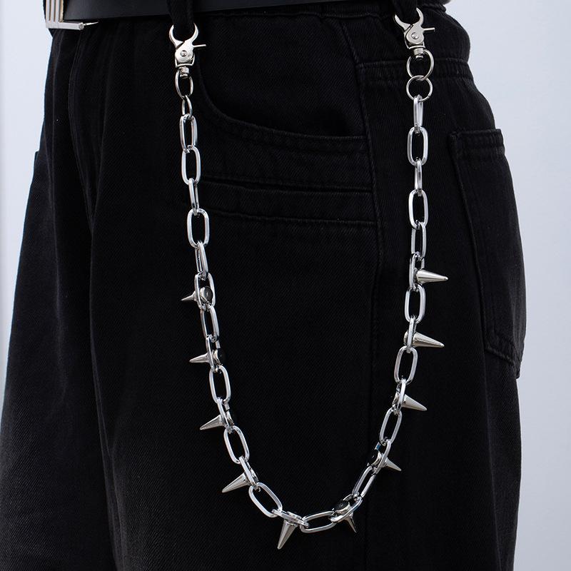 Exaggerated Double Trouser Chain Gun Black Star Spiked Waist Chain Male Punk Style Jeans Chain