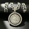 European and American New Alloy Full Diamond Personalized Rotating Sickle Death Pendant Hip-hop Necklace Men's Jewelry