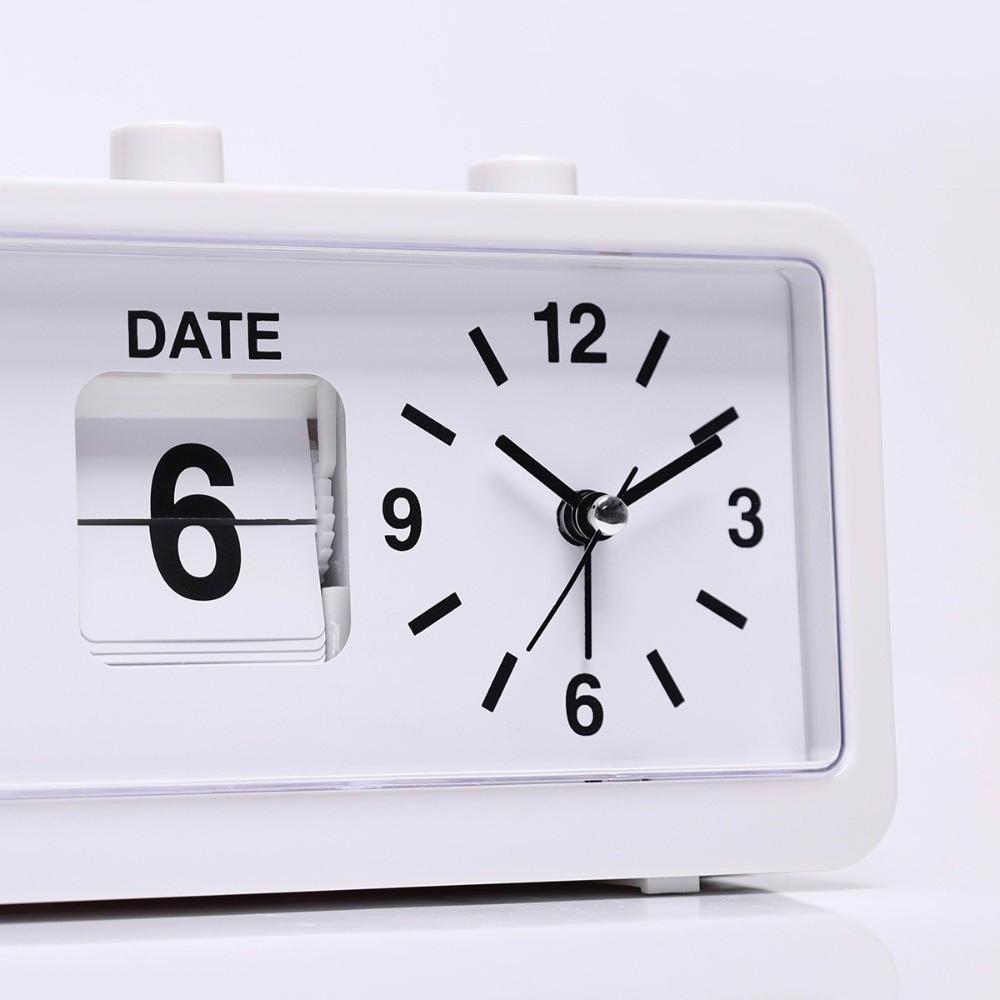 Elektronischer manueller Seitenumblätter-Kalenderuhr Vintage Datum Woche Mechanische Weckuhr Desktop-Anzeige Multifunktional