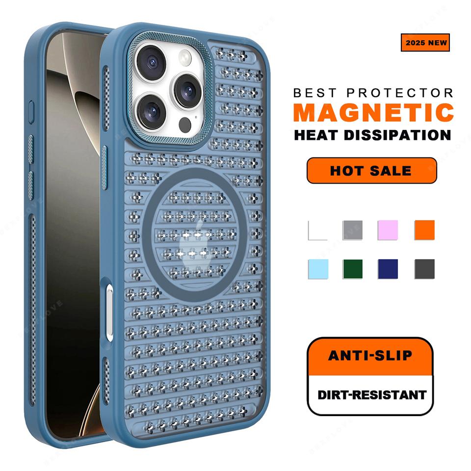 Magnetic Honeycomb Heat Dissipation Phone Case for iPhone 14 15 16 Plus 11 12 13 16 Pro Max Magsafe Matte Hard Protector Cover