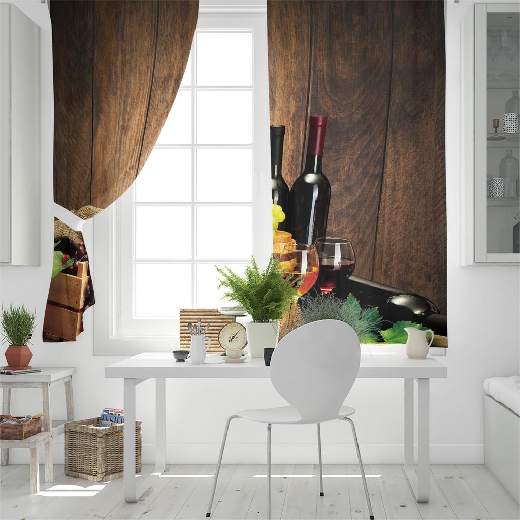 Wine Glass Wine Fruit Grapes Window Curtains Bedroom Kitchen Drapes Panel Curtains for Living Room Christmas Home Decor