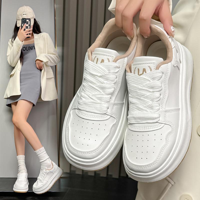 Spring and Autumn New Sports and Leisure Ins Platform Leather Single Shoes Board Shoes