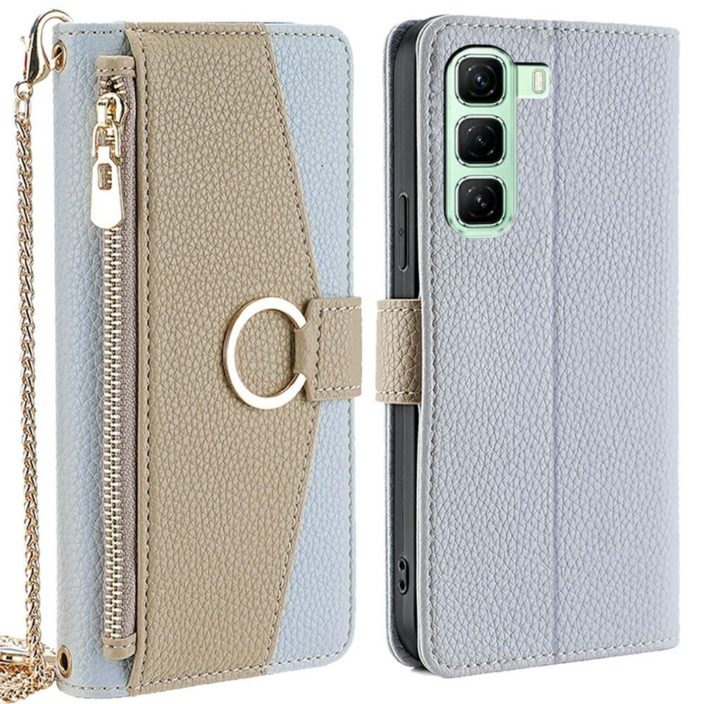 Pro Infinix Hot 50 5G Pouzdro Zrcadlová Peněženka Kožený Kryt na Telefon s Řetízkem Ramenní Popruh