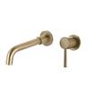 Brushed Nickel Wall-Mounted Basin Faucet with Brass Swivel Spout and Built-in Hot/Cold Controls