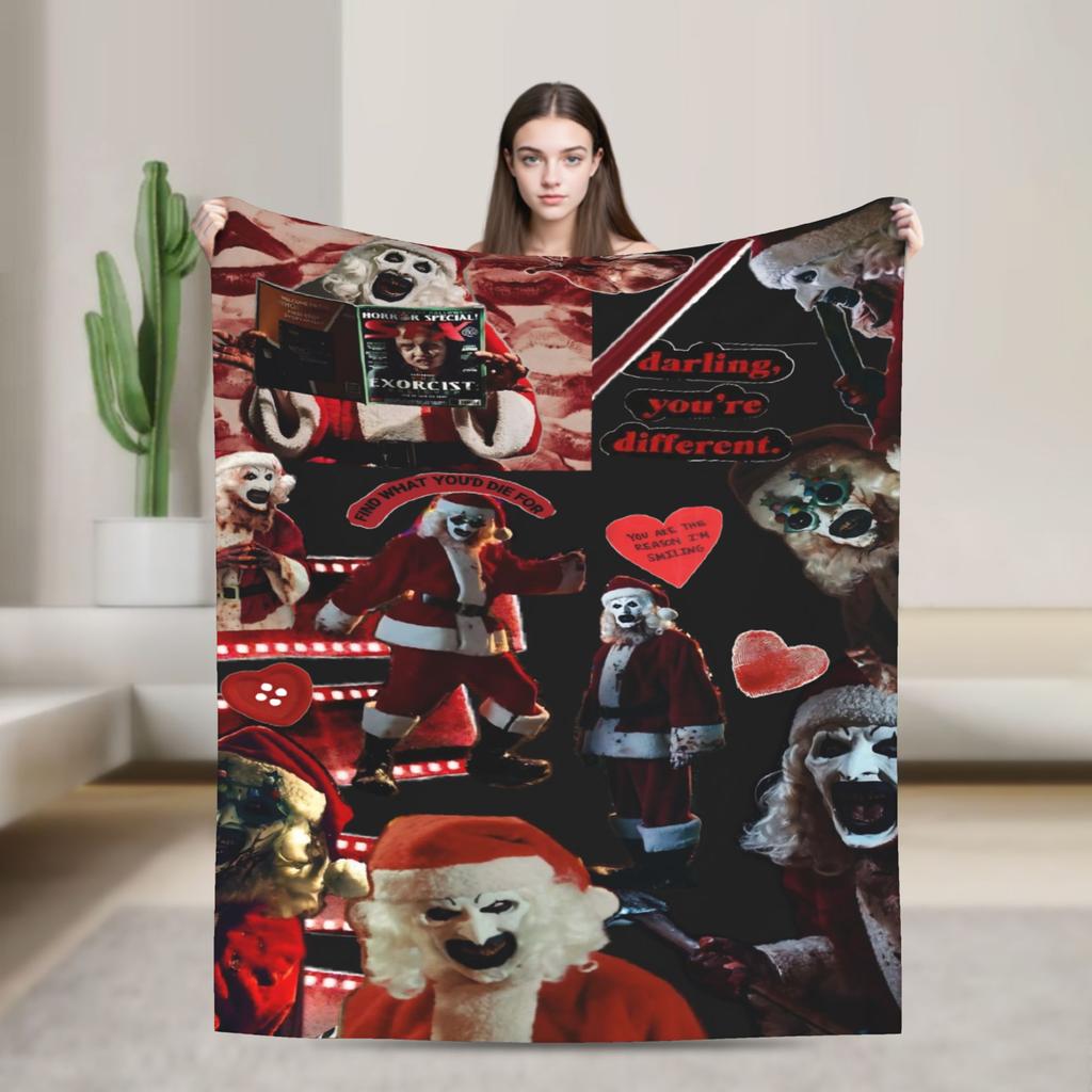 Art The Clown Terrifier Flannel Blanket Horror Movie Funny Throw Blanket For Home 200X150Cm Quilt