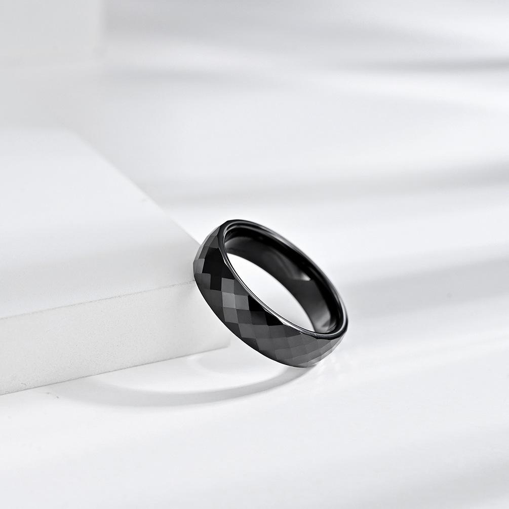 Diamond Shaped Turtle Face Simple Angular Zirconia Ceramic Mens and Women Rings Neutral and Trendy