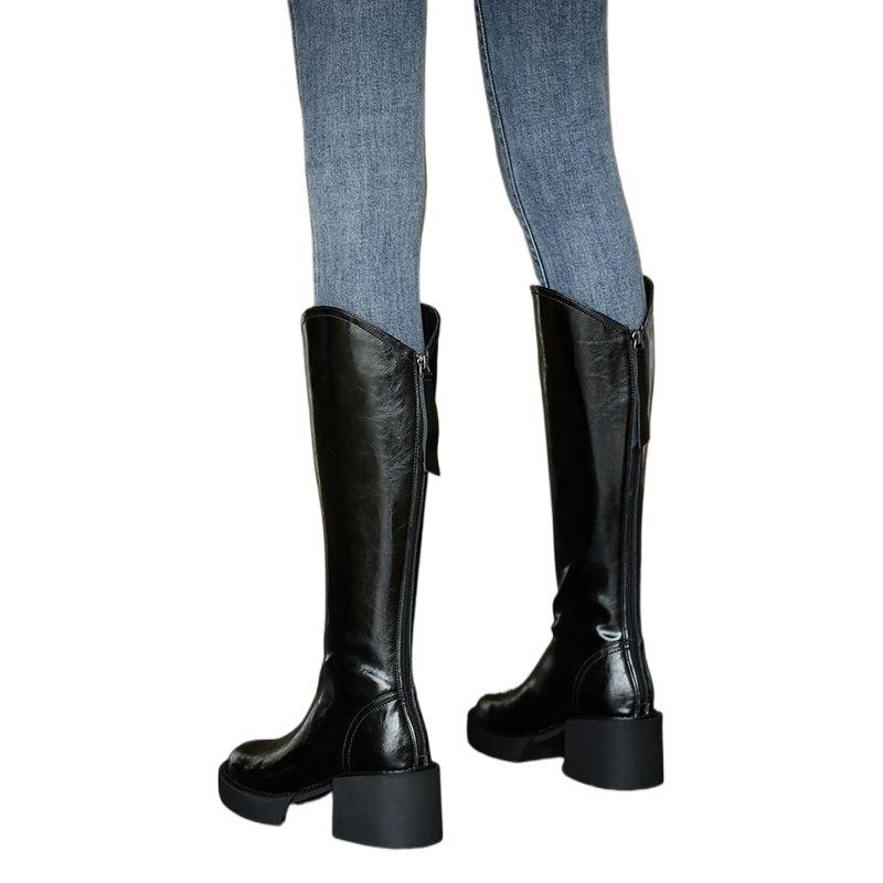 Soft leather boots women's tall boots autumn and winter boots foreign and thin high-heeled knight boots boots 2025 new