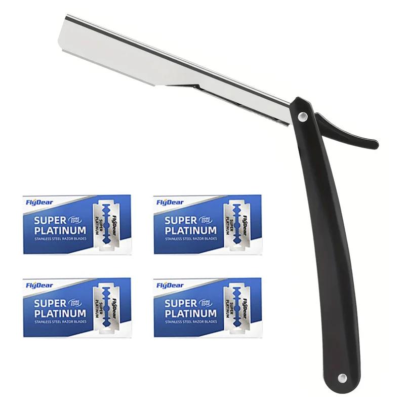 Rasoir de sûreté manuel professionnel pour hommes - 10 lames pour un rasage lisse et le styling, Précision de qualité de barbier