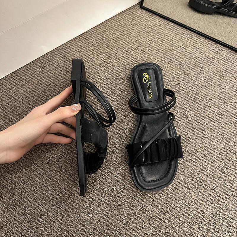 

2025 Женские римские сандалии в французском сказочном стиле - Летняя мода, Идеально подходят для платьев и пляжной одежды 39 чёрный