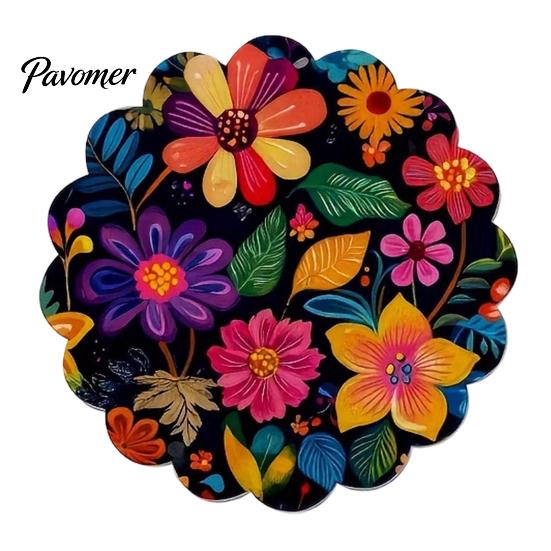 Artistic Oil Painting Style Coasters 4Pcs Nordic Wooden Coasters, Vintage Floral Heat Resistant Drink Mats, Non Proof Dining Table Protectors